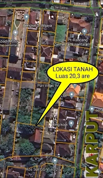 Dijual 20,3 are, + FREE RUMAH, Jl. Suli Gatsu Tengah Denpasar