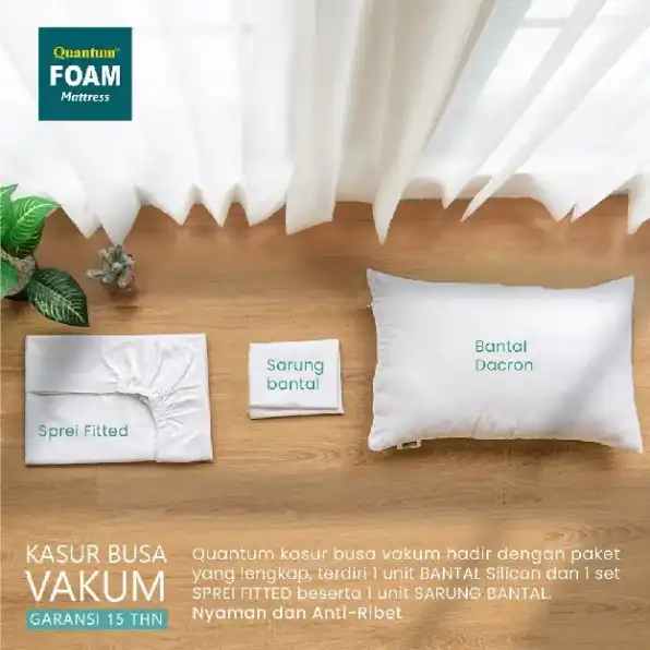 Quantum Kasur Busa Vakum Bonus Sprei & Bantal [FREE ONGKIR JAWA BALI]