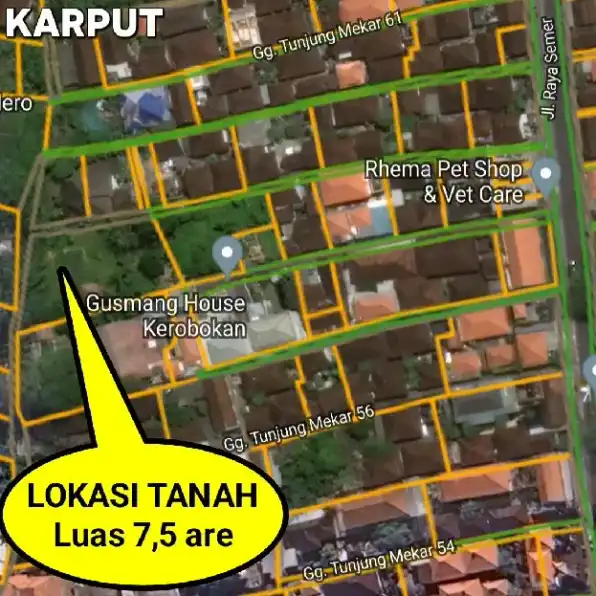 Dijual 7,5 are, Jl. Raya Semer Kerobokan Kura Utara Badung