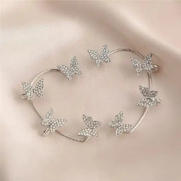 Anting Klip Double Butterfly Clip Earring