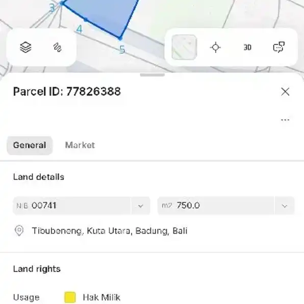 Dujual 7,5 are, Jl. Tegal Sari Tegal Gundul Pantai Berawa Tibubeneng Canggu Kuta Utara