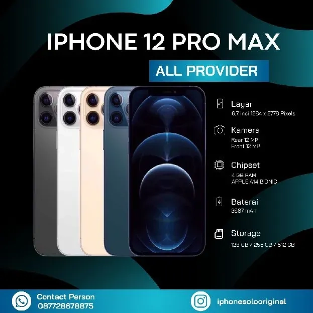 IPHONE 12 promax 256GB Murah Fullsett Nominus Alloperator 