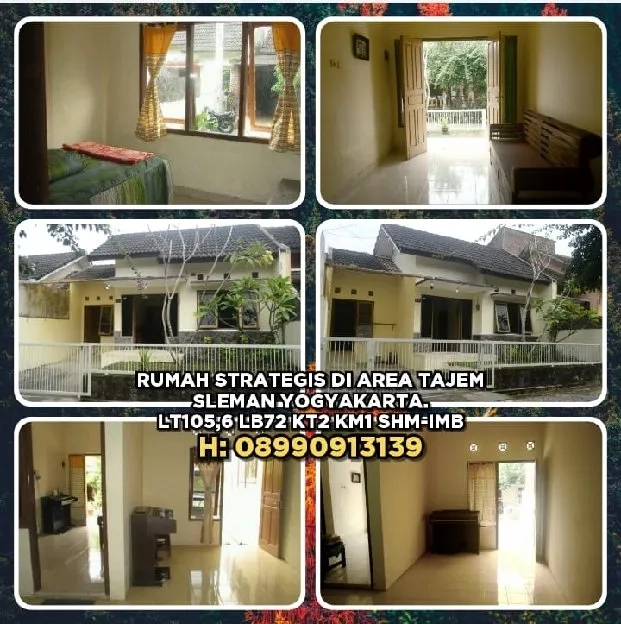 RUMAH STRATEGIS DI AREA TAJEM SLEMAN YOGYAKARTA.LT105,6 LB72 KT2 KM1 SHM-IMBH: 08990913139>> 