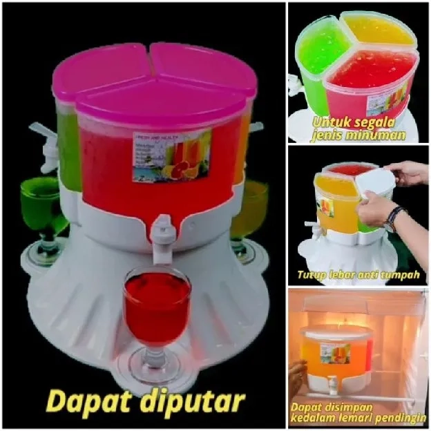 Dispenser air minuman kulkas Dispenser minuman 6 Liter bisa berputar 360° Teko Air Portable Dispense