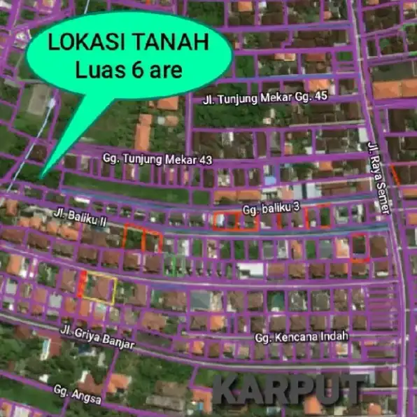 Dijual 6 are, Jl. Raya Semer Kerobokan Kuta Utara Badung