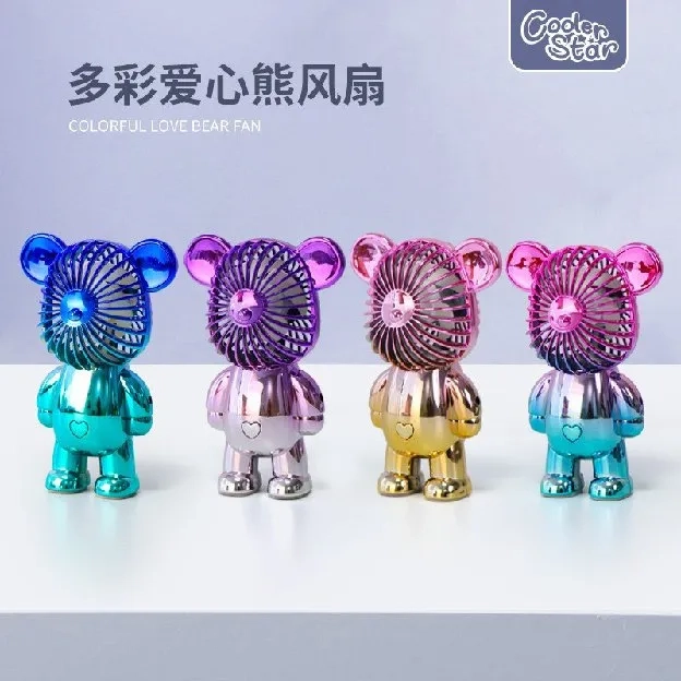 Kipas Angin Mini Portable Beruang GRADASI Lucu USB Charge Fan 3-Speed MINI FAN BEAR