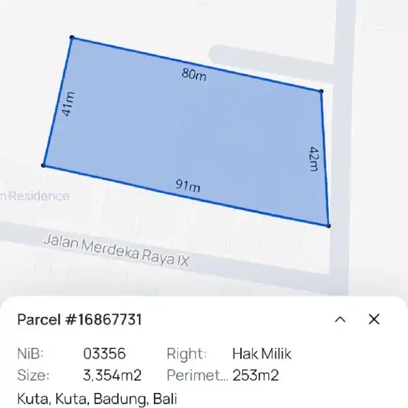 Tanah 33,54 are, Jl. Merthanadi Belakang RS Siloam Sunsetroad Kuta