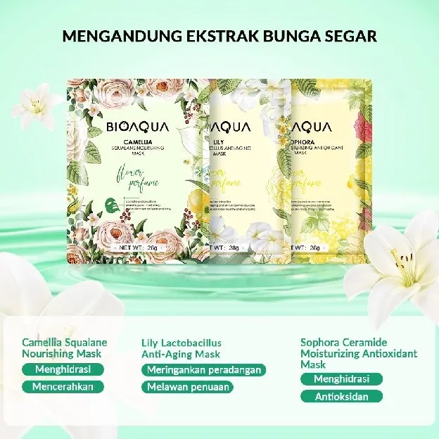 BIOAQUA Sheet Mask 37 Variasi Face Mask Essence Masker Muka Glowing dan Whitening BPOM dan HALAL