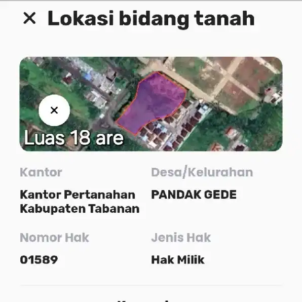 Dijual 18 are, Perum Karang Teduh Residence Pandak Gede Kediri Tabanan