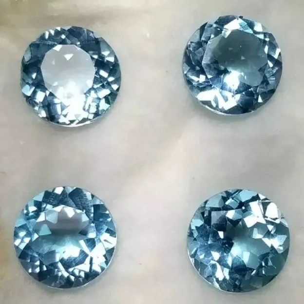 natural topaz round cut 4 pcs