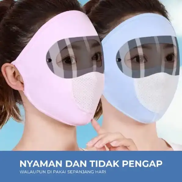 Masker Kacamata Pelindung Wajah Anti UV Adjustable Cycling Outdoor Full Face 2 In 1