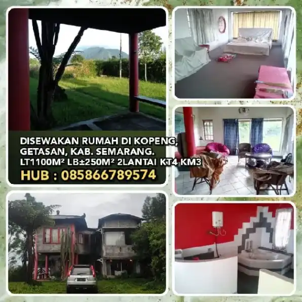 DISEWAKAN RUMAH DI KOPENG, GETASAN, KAB. SEMARANG.LT1100m² LB±250m² 2LANTAI KT4 KM3.H: 085866789574*