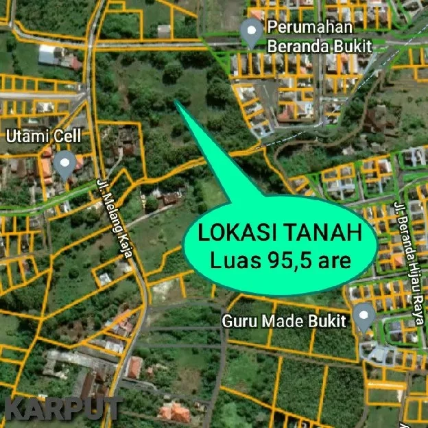 Dijual 95,5 are, Perum Beranda Bukit Jl. Melangkaja Ungasan Kuta Selatan