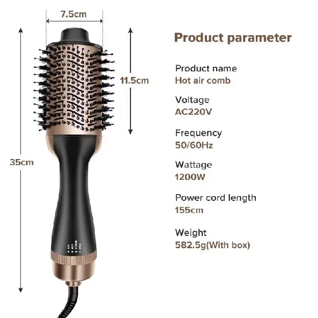 Ubeator Hot Air Brush Sisir Pengering Rambut Penjepit Rambut Panas Dingin Air Curling Iron 2 In 1 Pe