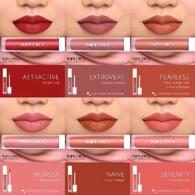 Implora Lip Velvet Matte Lip Cream 4.6g Lip Cream Halal Original BPOM