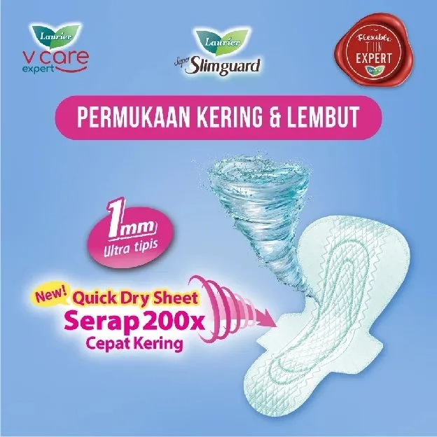 Laurier Super Slimguard Pembalut Wanita Night Slim Breathable 35cm Wing Menyerap Maksimal dan Lebih 