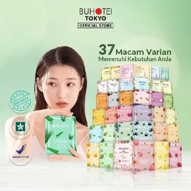 BIOAQUA Sheet Mask 37 Variasi Face Mask Essence Masker Muka Glowing dan Whitening BPOM dan HALAL