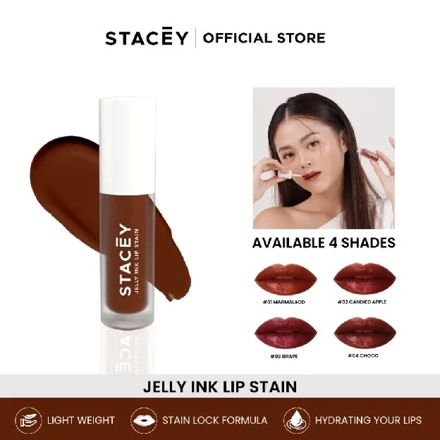 Stacey Jelly Ink Lip Stain - Lip Tint Make up Hydrating and Moisturizing Lips