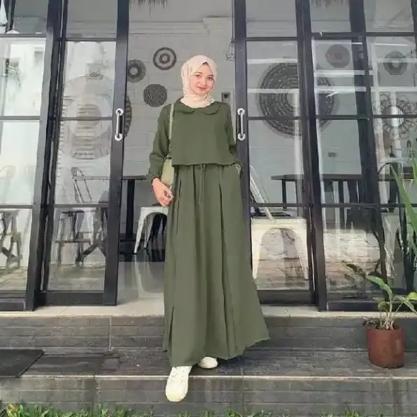 Gamis Polos Zafina Dress Tali Serut / Gamis Wanita Muslim / Gamis Terbaru / Gamis Wanita Kekinian