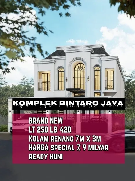 Rumah Mewah Di Komplek Bintaro Jaya.Kolam renang Dewasa 7m x3m.