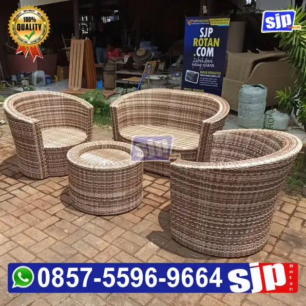 jual sofa rotan sintetis hamispir