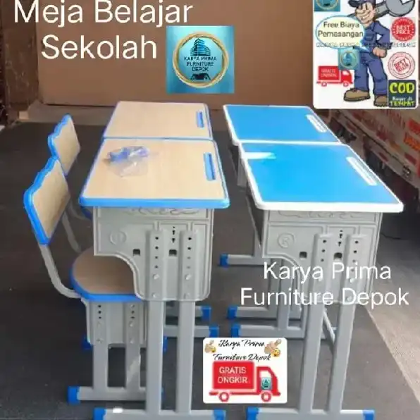 Meja Belajar Sekolah cocok untuk SD, SMP kuat dan awet 680rb free ongkir free biaya pemasangan COD 