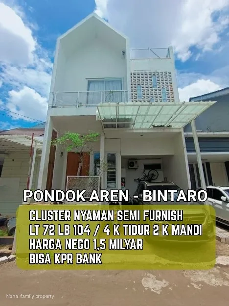 Rumah Murah Semi Furnish Dalam Cluster di Bintaro.dkt stasiun KRL