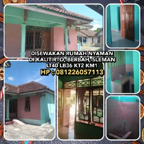 DISEWAKAN RUMAH NYAMAN DI KALITIRTO, BERBAH, SLEMAN.LT40 LB36 KT2 KM1.HP:081226057113>> DIKONTRAKKAN