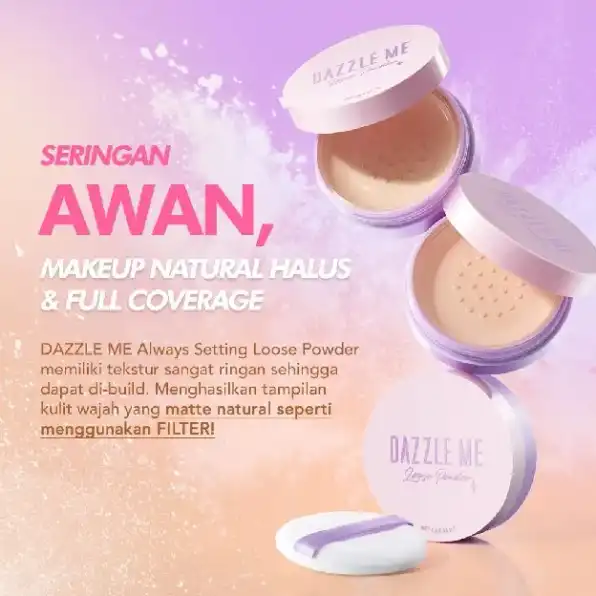 DAZZLE ME Always Setting Loose Powder | Soft Smooth Long Lasting Bedak Tabur