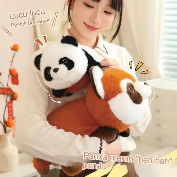 Doll Plush Toy Doll Lesser Panda Fun Transformation Children's Day Flip Girl Panda Cute Doll Gift