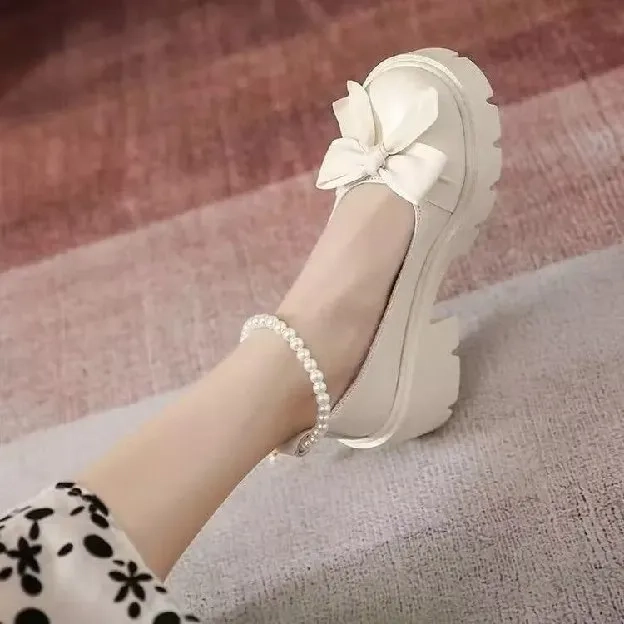 Marry jane Plat Form Shoes Wanita Sepatu Docmart Kasual Korean Style Mutiara