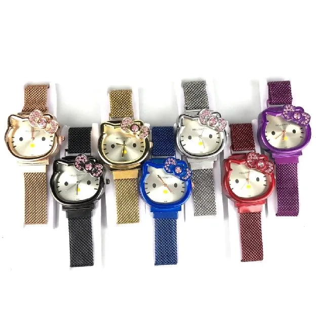 Jam tangan wanita rantai magnet Hello Kitty jam HK jam cewek kualitas super watch