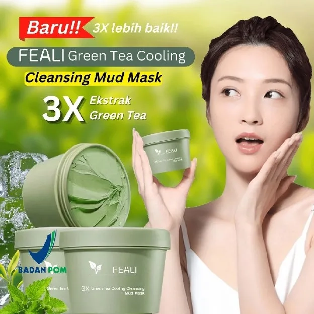 【BPOM】FEALI Green Tea Clay Mask Masker Wajah Green Tea Pore Clean Clay Mask