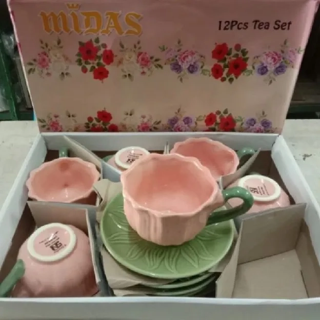 Cangkir Tatak Set Bunga Tulip Midas isi 6 pcs per Set/ Cangkir Set Flower Midas Pink/Cangkir Kopi