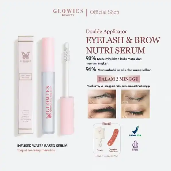 GLOWIES BEAUTY Double Applicator Eyelash & Brow Nutri Serum | Serum Penumbuh Alis dan Bulu Mata 4 ml