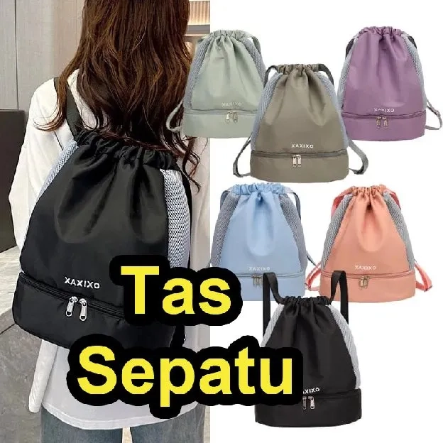 Tas Ransel Wanita Serut Fashion Penyimpanan Sepatu