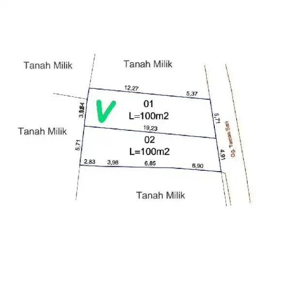 Dijual 1 are, Jl. Gunung Guntur Belakang POLTABES Padangsambian Denpasar