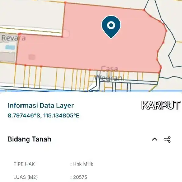 Dijual 2,0575 Ha. Jl. Pantai Balangan Raya Uluwatu Jimbaran Atas Kuta Selatan