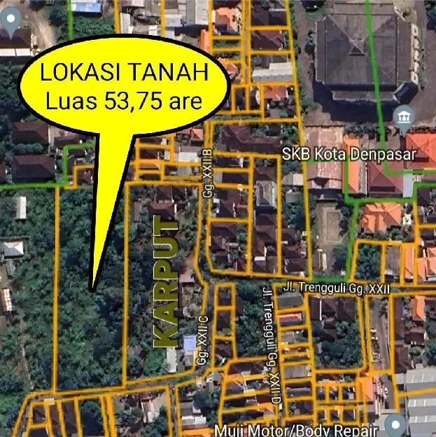 Dijual 53,75 are, Jl. Trengguli GOR TEMBAU Penatih Gatsu Timur Denpasar