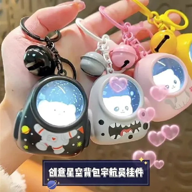 Gantungan Kunci Backpack/Cat Keychain/Cat Karakter Keychain With Night Lamp/Multifungsi Astronot Cut