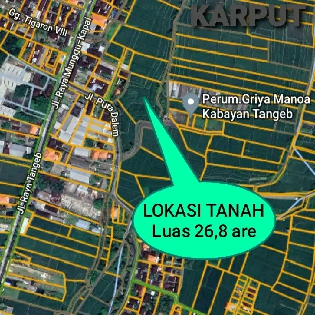 Tanah 27,5 are, Jl. Pura Dalem Raya Munggu Kapal Abianbase Mengwi