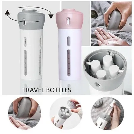 Botol Travel 4 In 1 - Travel Kit Bottle Dispenser Set Organizer  BOTOL SHAMPO SABUN LOTION DISPENSER