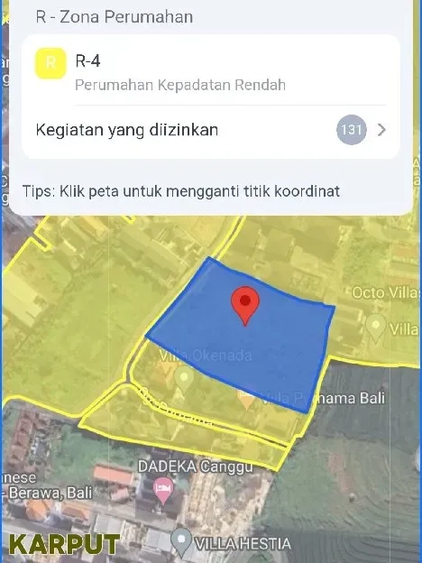 Diover Kontrakan 46,4 are, Jl. Pantai Berawa Gg. Purnama Tibubeneng Canggu Kuta Utara