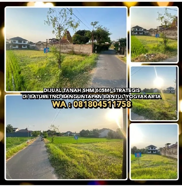 DIJUAL TANAH SHM 605M² STRATEGIS DI BANGUNTAPAN BANTUL YOGYAKARTA.WA: 081804511758