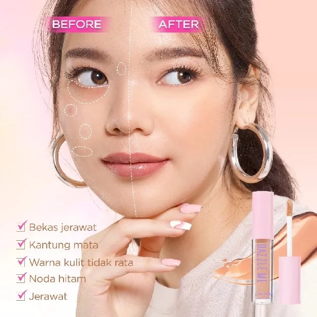 DAZZLE ME Our Secret Cover Concealer | Liquid Makeup Tahan Lama Matte 4 Colors Natural High Coverage