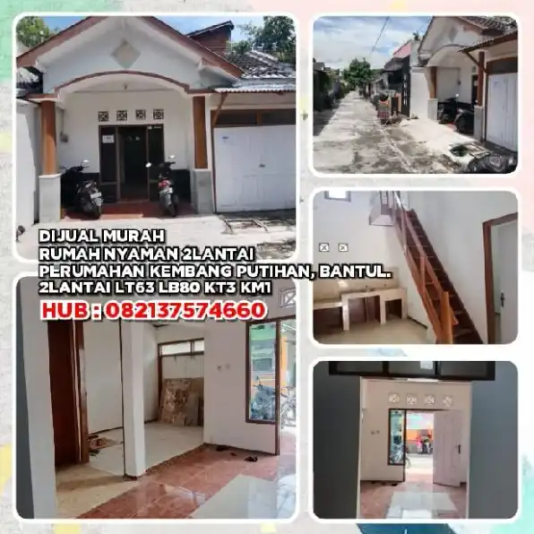 RUMAH MURAH NYAMAN DI PERUMAHAN KEMBANG PUTIHAN, BANTUL.2LANTAI LT63 LB80.H: 082137574660