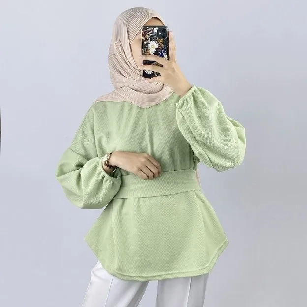 Ec Blouse nanami hijau mint l atasan fashion baju blouse wanita