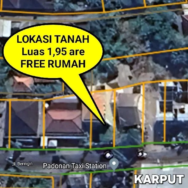 Tanah 1,95 are + FREE RUMAH, Jl. Beringin Padonan Pegending Dalung Kuta Utara