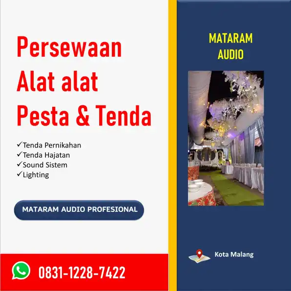 WA: 0831-1228-7422, Daftar Harga Terbaru Persewaan Alat Pesta di Malang