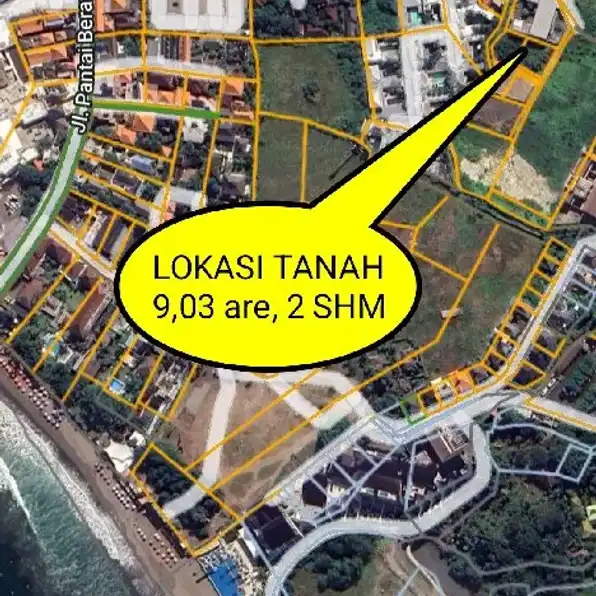 Dijual 9,03 are, Jl. Sri Kahyangan Pantai BERAWA Tibubeneng Canggu Kuta Utara